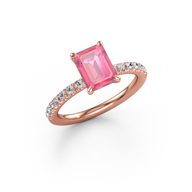 Immagine di Anello di fidanzamento Crystal EME 2 585 oro rosa Zaffiro rosa 8x6 mm