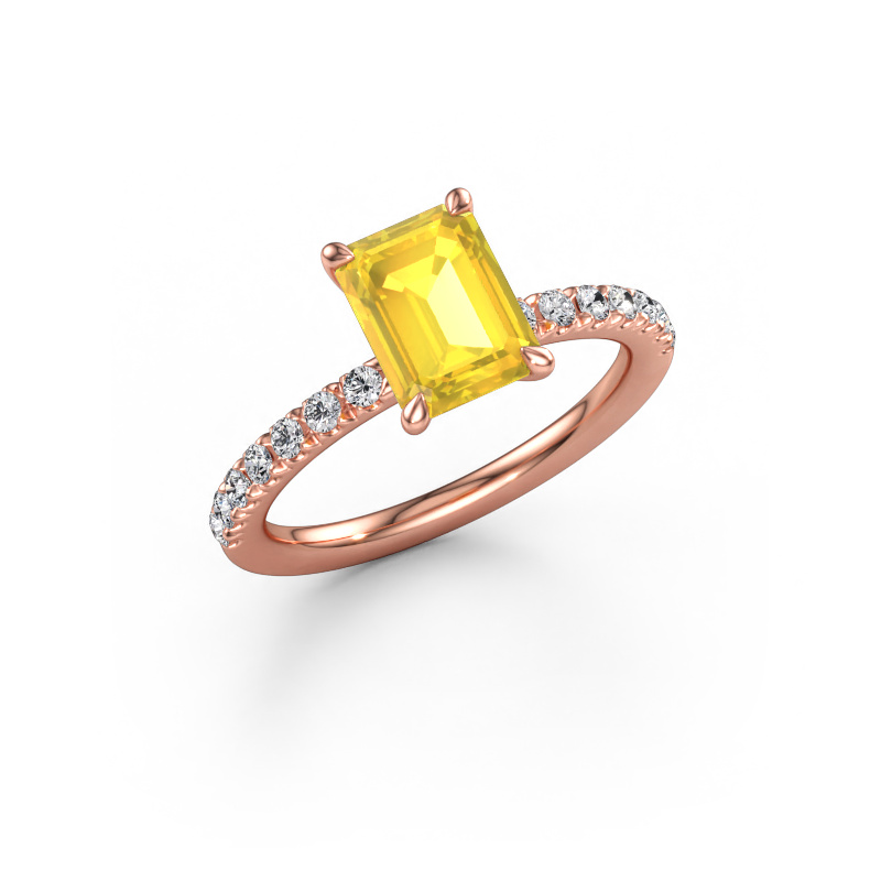 Immagine di Anello di fidanzamento Crystal EME 2 585 oro rosa Zaffiro giallo 8x6 mm