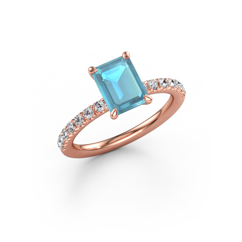 Bild av Förlovningsring Crystal EME 2 585 roséguld Blå topas 8x6 mm