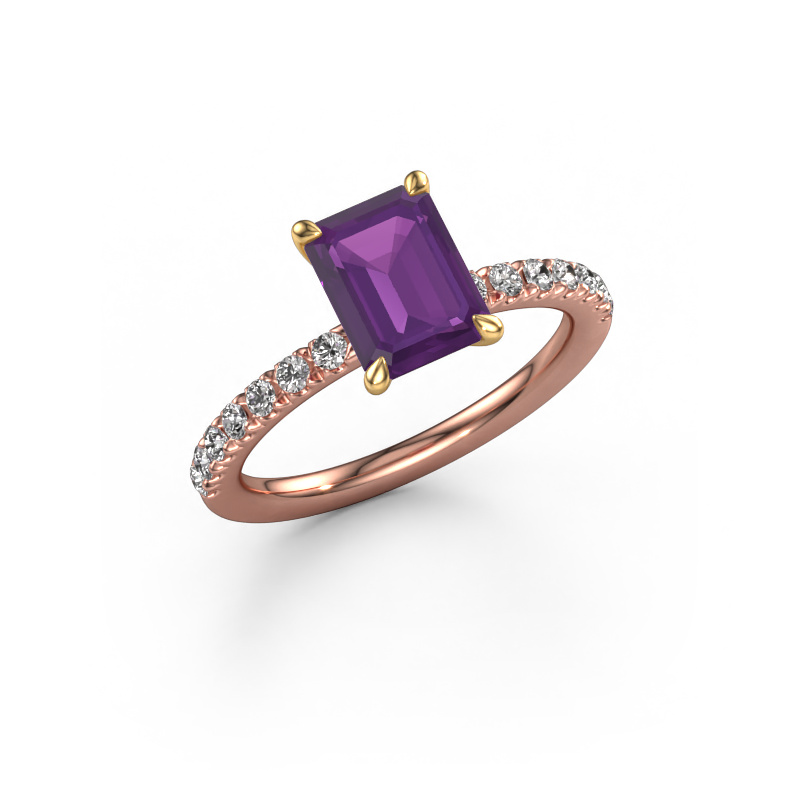 Bild von Verlobungsring Crystal EME 2 585 Roségold Amethyst 8x6 mm