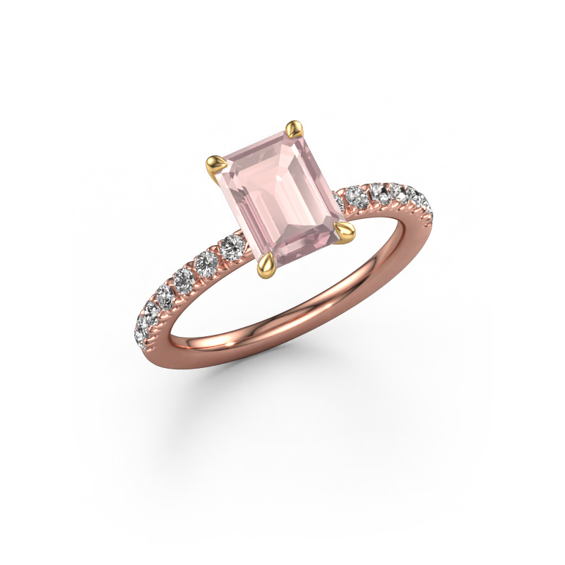 Image of Engagement ring Crystal EME 2 585 rose gold Morganite champagne 8x6 mm