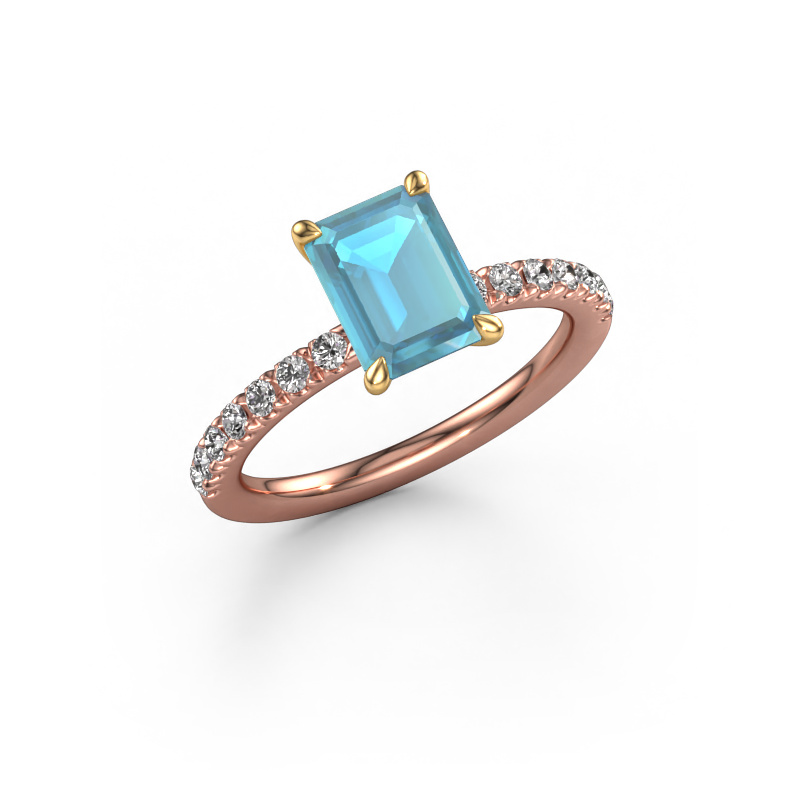 Bild von Verlobungsring Crystal EME 2 585 Roségold Blau Topas 8x6 mm