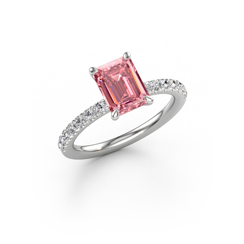 Bild av Förlovningsring Crystal EME 2 585 vitt guld Rosa labbodlad diamant 8x6 mm