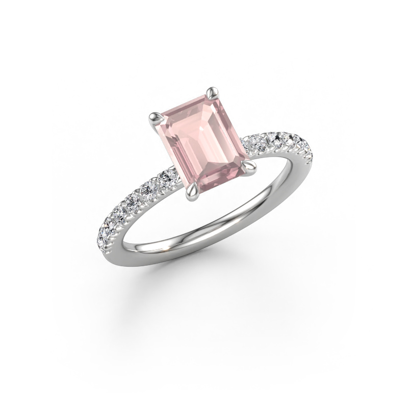 Immagine di Anello di fidanzamento Crystal EME 2 950 platino Morganite champagne 8x6 mm