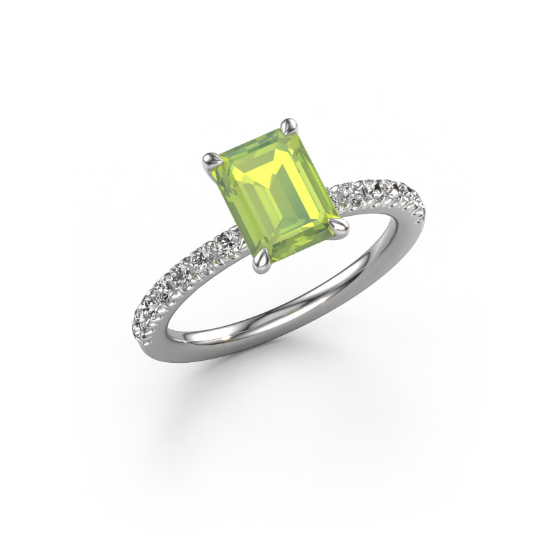 Image of Engagement ring Crystal EME 2 950 platinum Peridot 8x6 mm