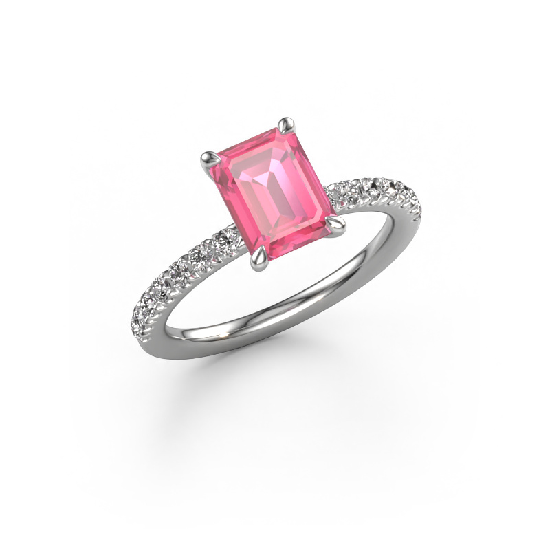 Image de Bague de fiançailles Crystal EME 2 950 platine Saphir rose 8x6 mm
