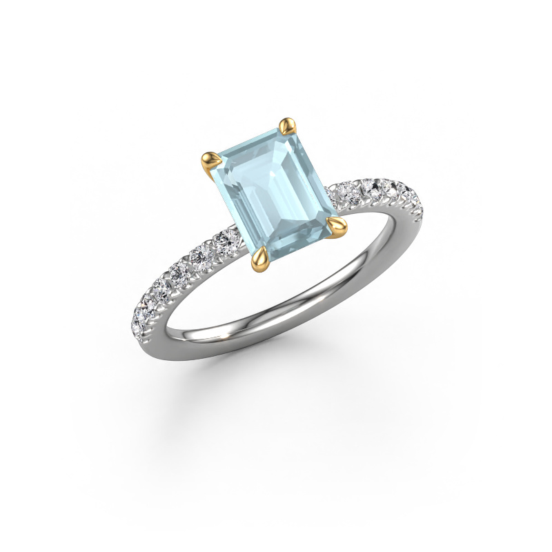 Image of Engagement ring Crystal EME 2 585 white gold Aquamarine 8x6 mm