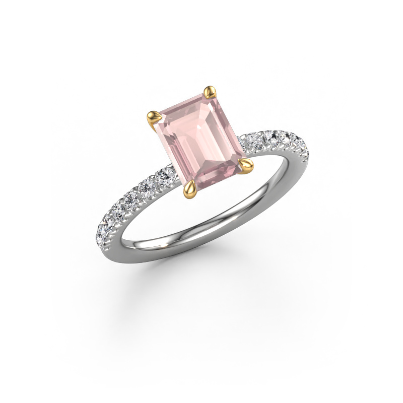Image de Bague de fiançailles Crystal EME 2 585 or blanc Champagne morganite 8x6 mm