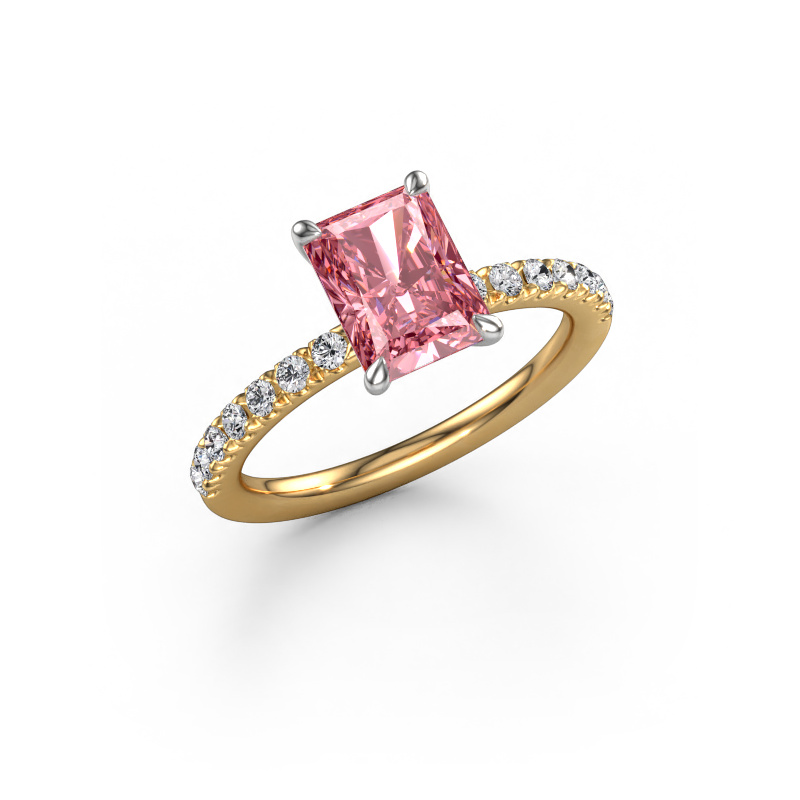 Image of Engagement ring Crystal RAD 2 585 gold Pink lab grown diamond 8x6 mm