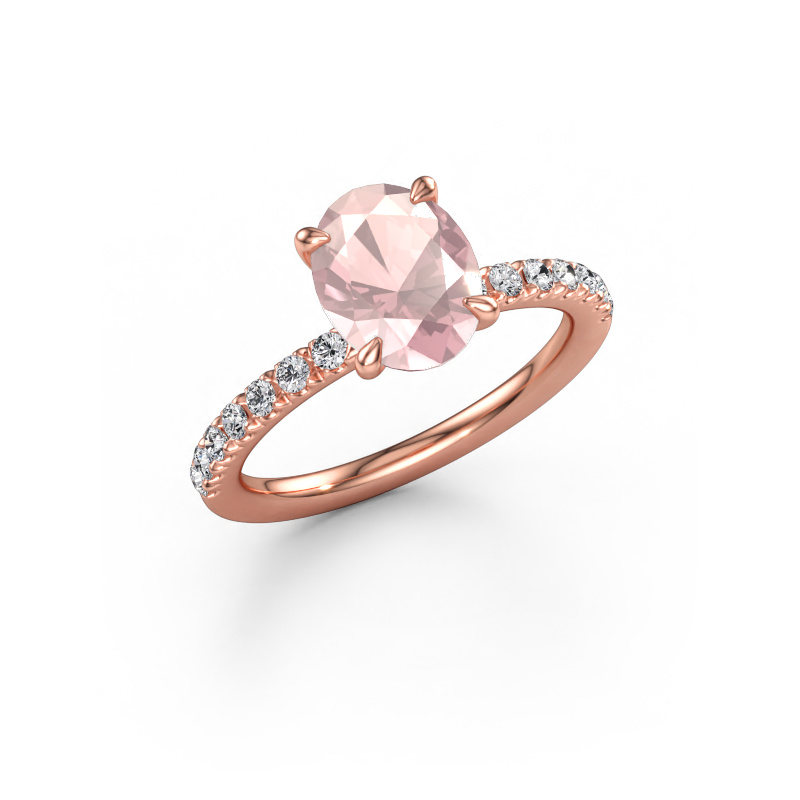 Bild av Förlovningsring Crystal OVL 2 585 roséguld Champagnefärgad morganit 9x7 mm
