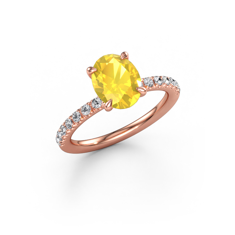 Bild av Förlovningsring Crystal OVL 2 585 roséguld Gul safir 9x7 mm