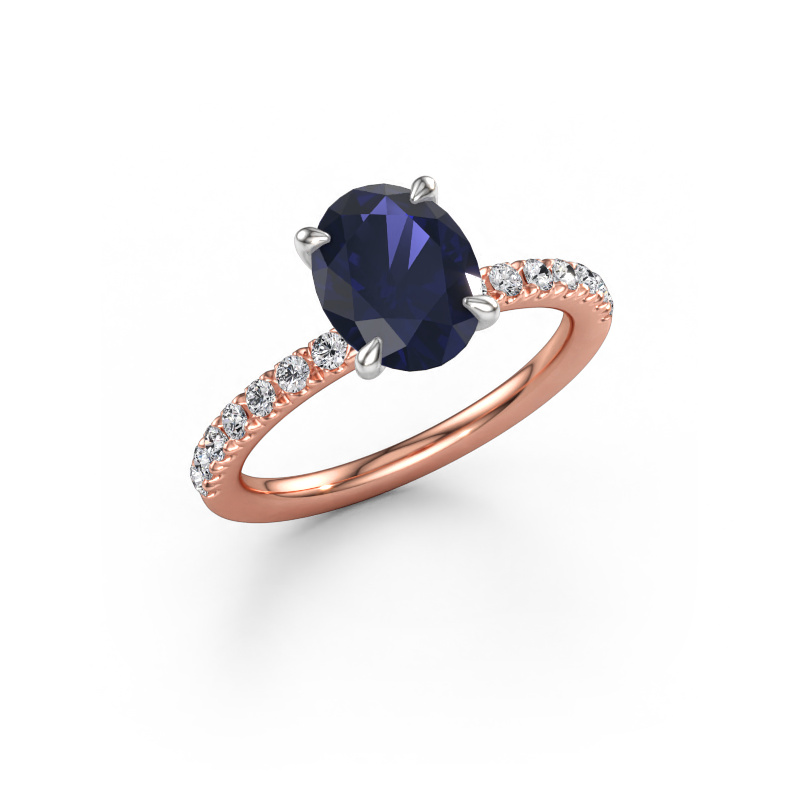 Bild von Verlobungsring Crystal OVL 2 585 Roségold Saphir 9x7 mm