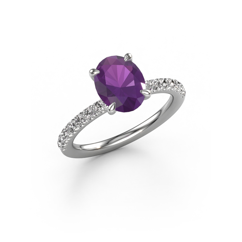 Image of Engagement ring Crystal OVL 2 950 platinum Amethyst 9x7 mm