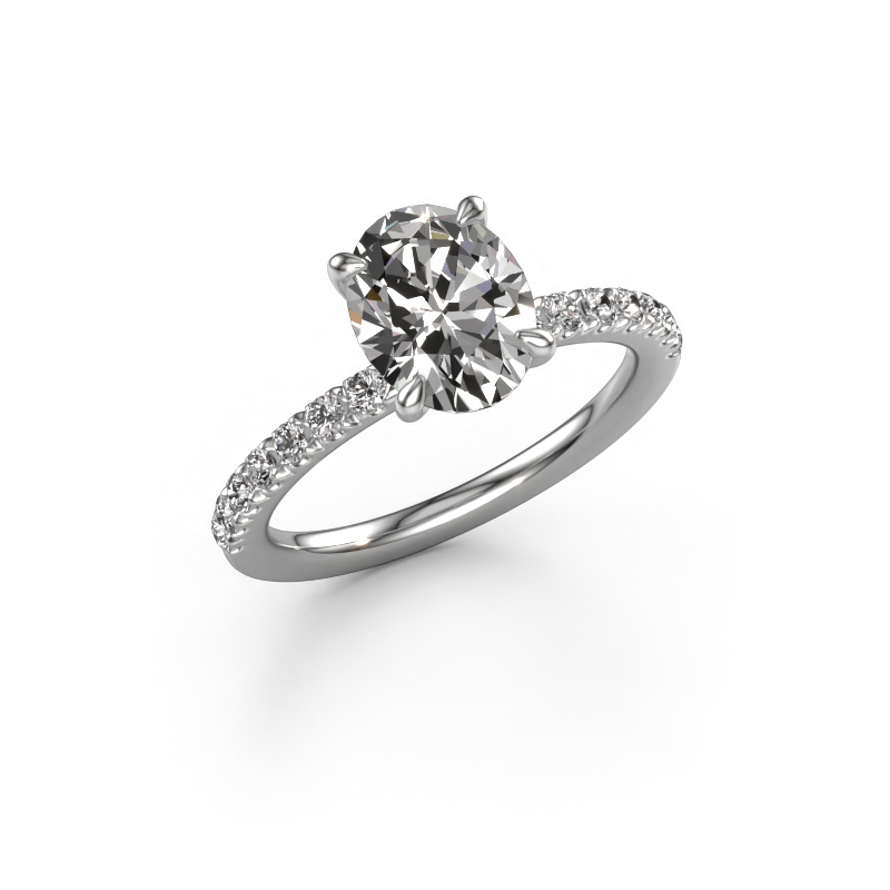 Image of Engagement ring Crystal OVL 2 950 platinum Lab grown diamond 2.08 crt