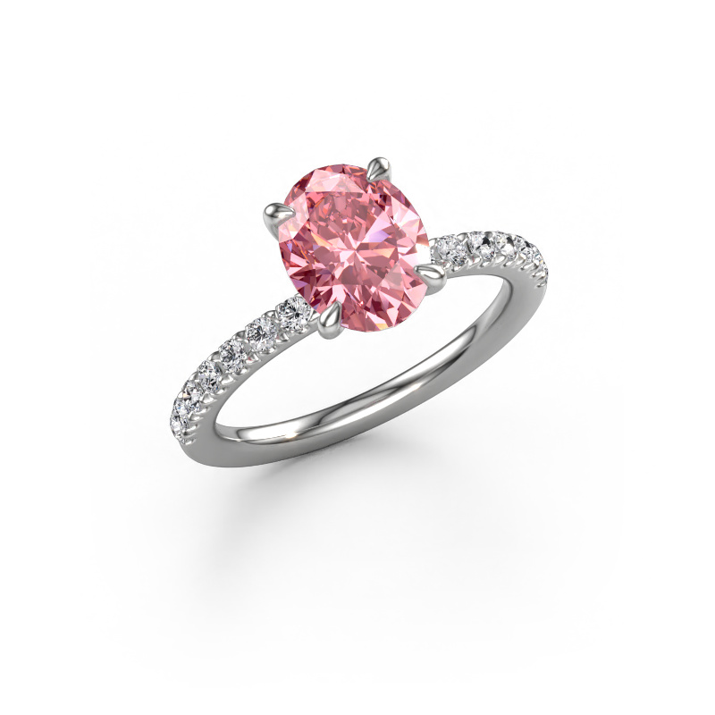 Image de Bague de fiançailles Crystal OVL 2 950 platine Diamant synthétique roze 9x7 mm