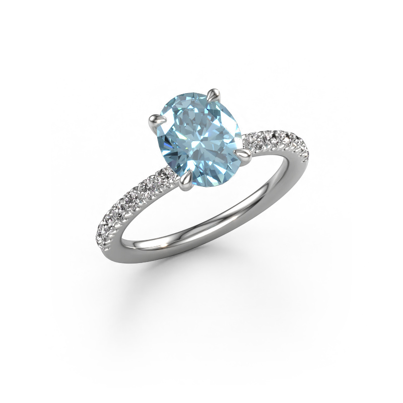 Bild von Verlobungsring Crystal OVL 2 950 Platin Blauer Labordiamant 9x7 mm