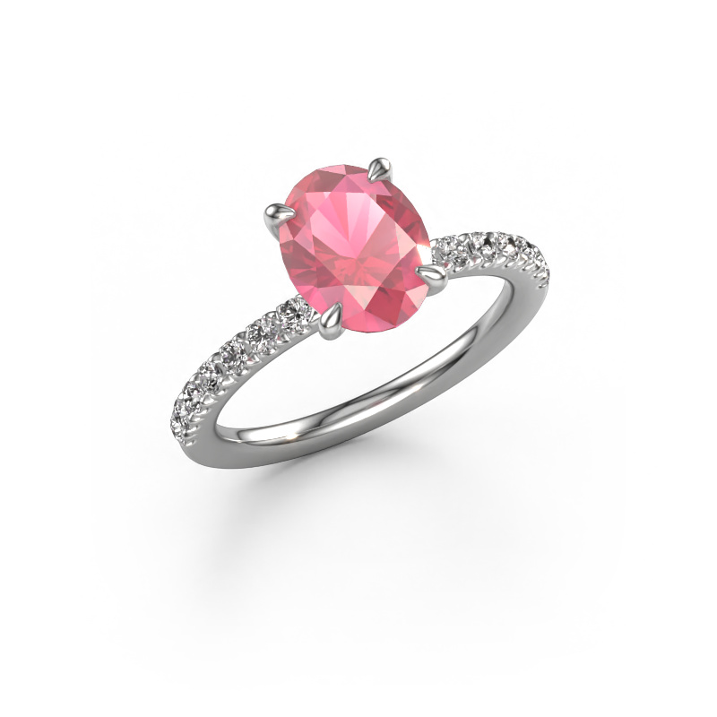 Bild von Verlobungsring Crystal OVL 2 950 Platin Turmalin rosa 9x7 mm
