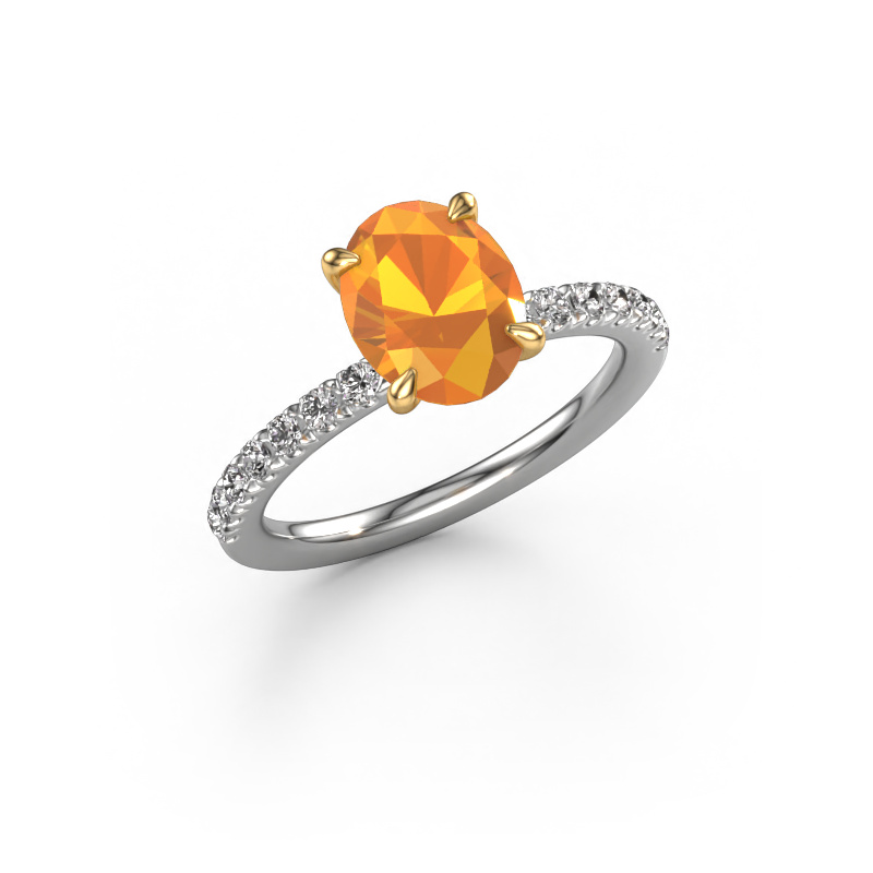 Bild von Verlobungsring Crystal OVL 2 585 Weißgold Citrin 9x7 mm