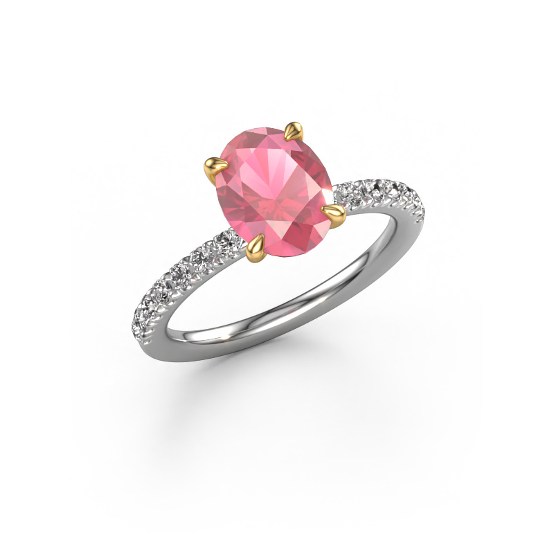 Bild von Verlobungsring Crystal OVL 2 585 Weißgold Turmalin rosa 9x7 mm