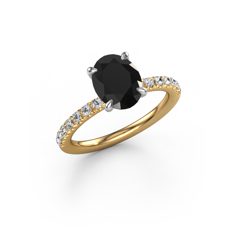 Image of Engagement ring Crystal OVL 2 585 gold Black diamond 2.44 crt