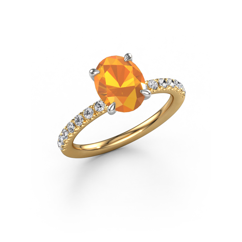 Image of Engagement ring Crystal OVL 2 585 gold Citrin 9x7 mm