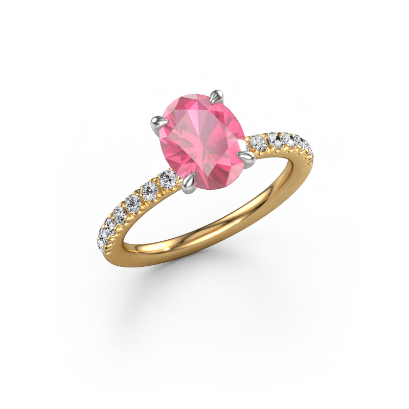Bild von Verlobungsring Crystal OVL 2 585 Gold Pink Saphir 9x7 mm