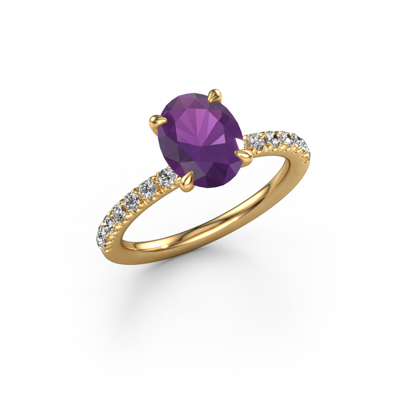 Bild von Verlobungsring Crystal OVL 2 585 Gold Amethyst 9x7 mm