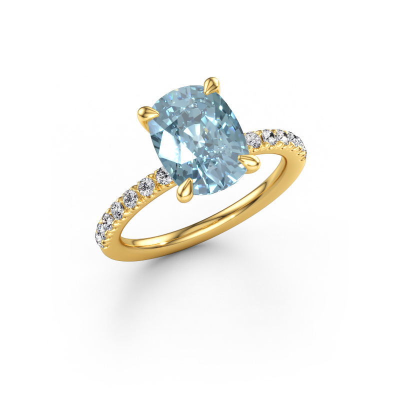 Image of Engagement ring Crystal CSH 2 585 gold Blue lab grown diamond 10.2x7.6 mm