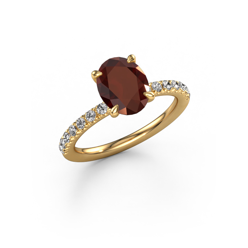 Image of Engagement ring Crystal OVL 2 585 gold Garnet 9x7 mm