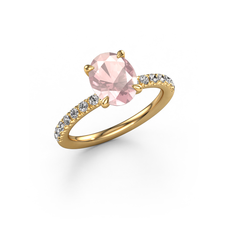 Image of Engagement ring Crystal OVL 2 585 gold Morganite champagne 9x7 mm