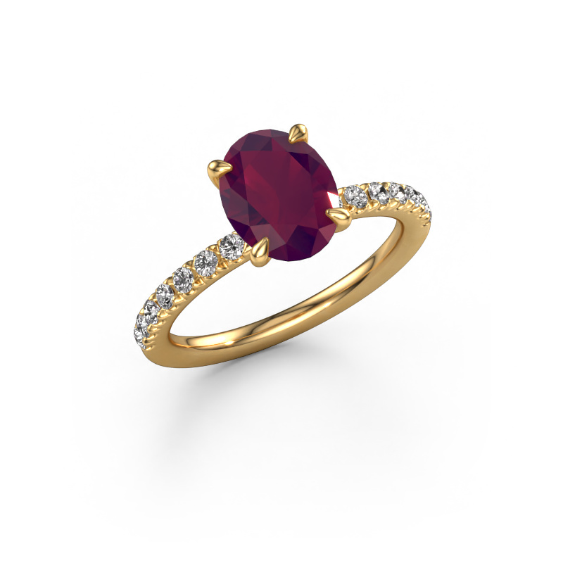 Bild von Verlobungsring Crystal OVL 2 585 Gold Rhodolit 9x7 mm