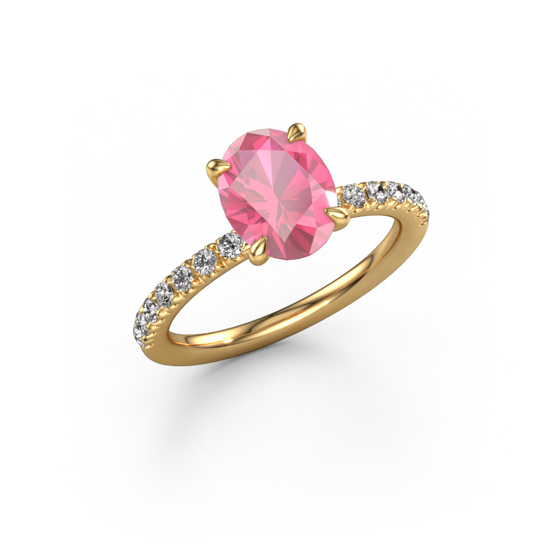 Image de Bague de fiançailles Crystal OVL 2 585 or jaune Saphir rose 9x7 mm