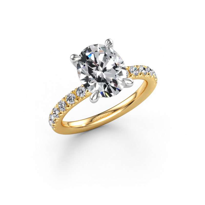 Image of Engagement ring Crystal OVL 2 585 gold Lab grown diamond 3.06 crt