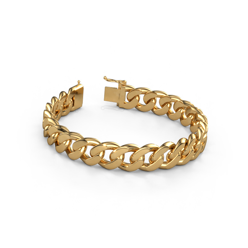 Image de Cuban FLAT 13mm Bracelet Solide - 585 or jaune