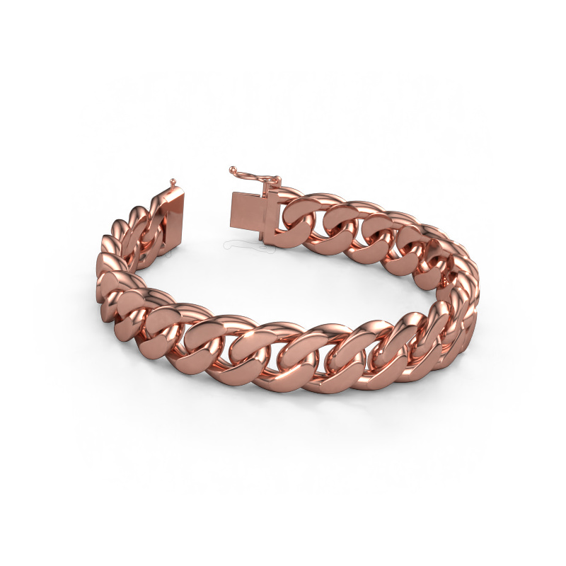 Image of Cuban FLAT H 15mm Bracelet Hollow - 585 rose gold