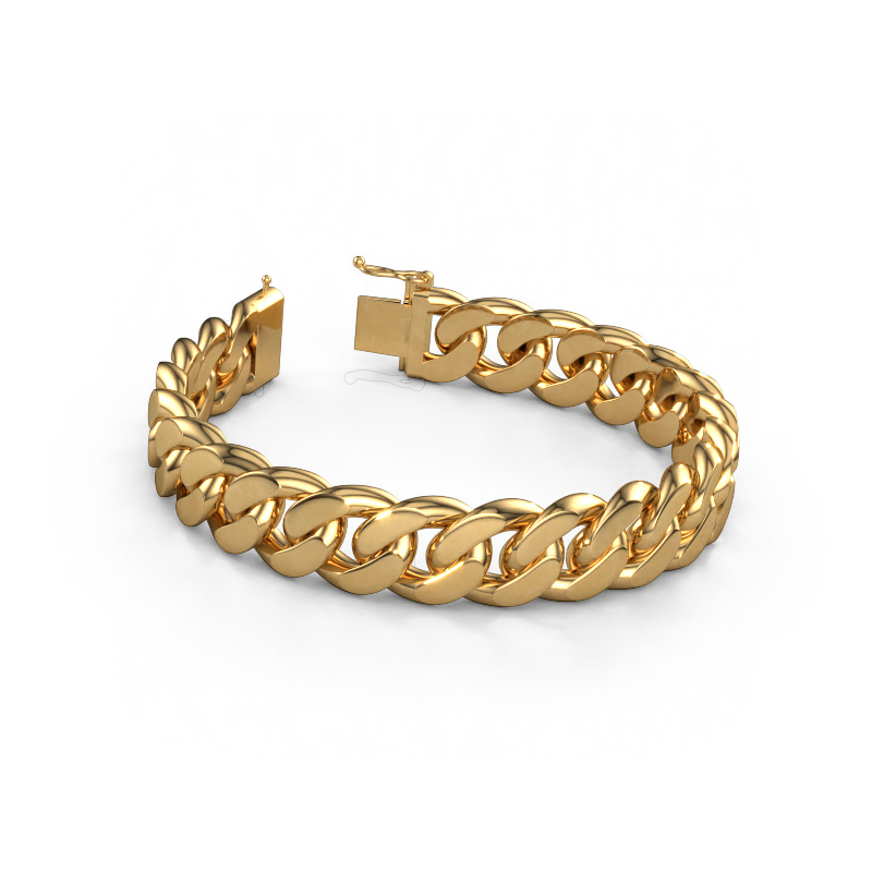 Image de Cuban FLAT 15mm Bracelet Solide - 585 or jaune