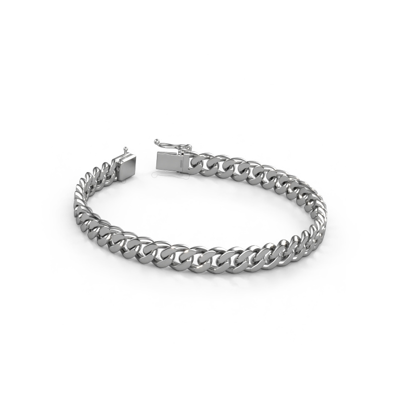 Image of Cuban FLAT 8mm Bracelet Solid - 585 white gold