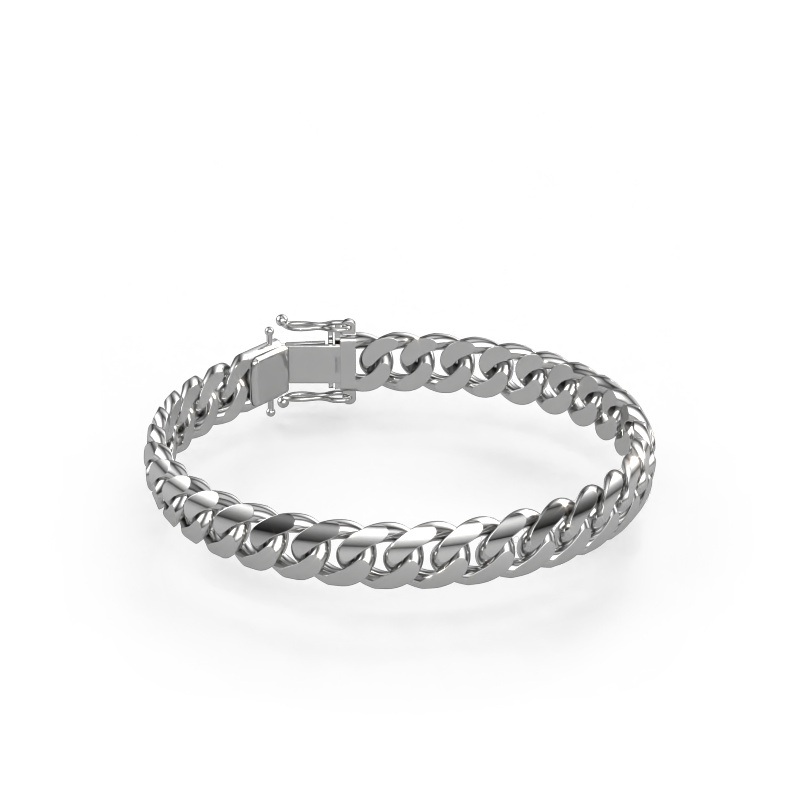 Bild von Cuban OVL 10mm Armband Massiv - 585 Weißgold
