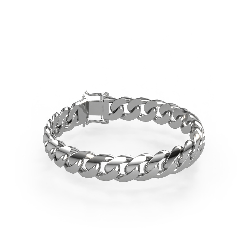 Image of Cuban OVL 13mm Bracelet Solid - 585 white gold