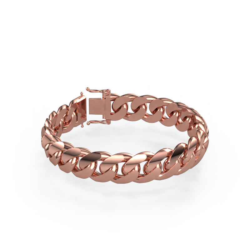 Image de Cuban OVL 15mm Bracelet Solide - 585 or rose