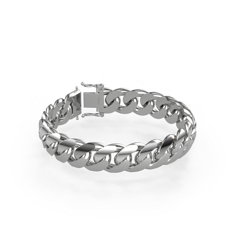 Image of Cuban OVL 15mm Bracelet Solid - 585 white gold