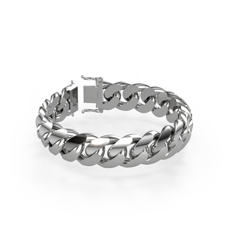 Image of Cuban OVL 17mm Bracelet Solid - 585 white gold