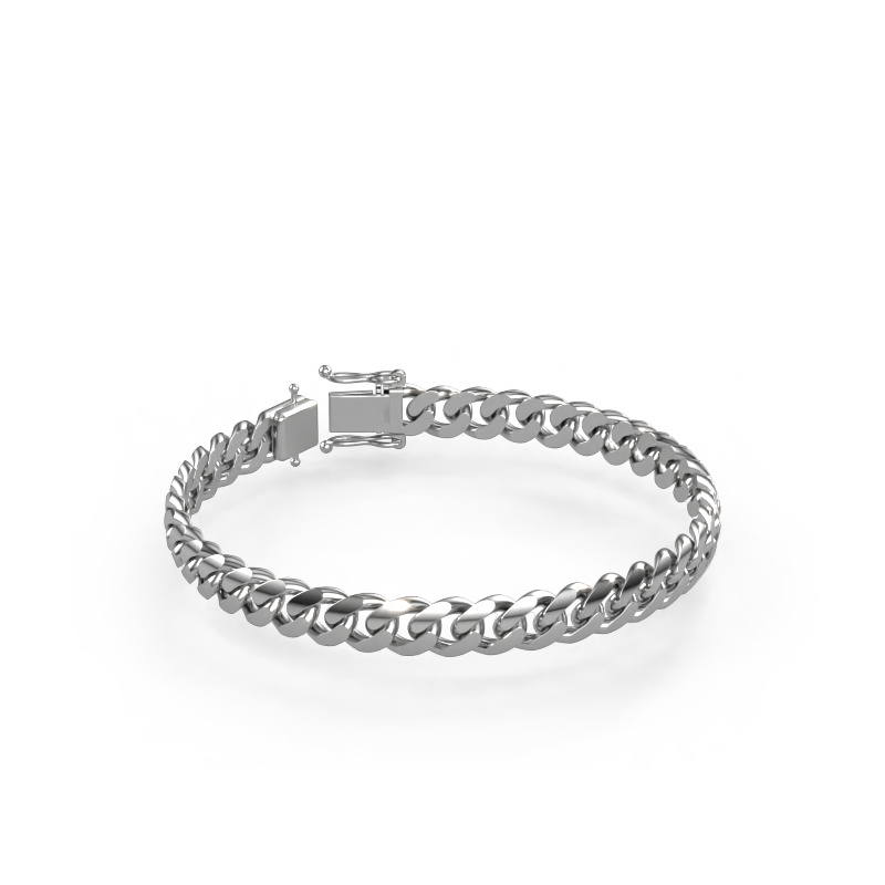 Image of Cuban OVL 8mm Bracelet Solid - 585 white gold
