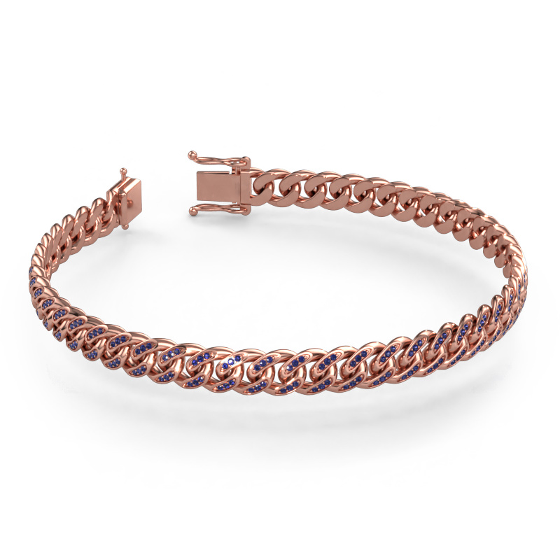 Image of Cuban OVL S 8mm Bracelet Solid - 585 rose gold Sapphire 1 mm