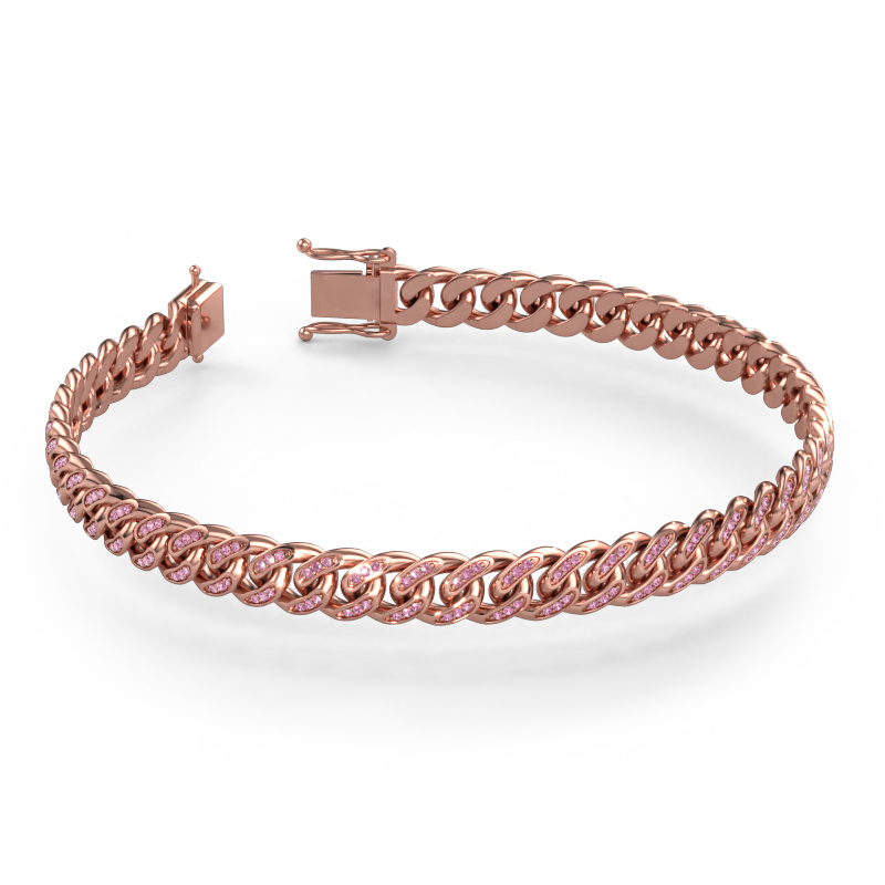 Bild von Cuban OVL S 8mm Armband Massiv - 585 Roségold Pink Saphir 1 mm