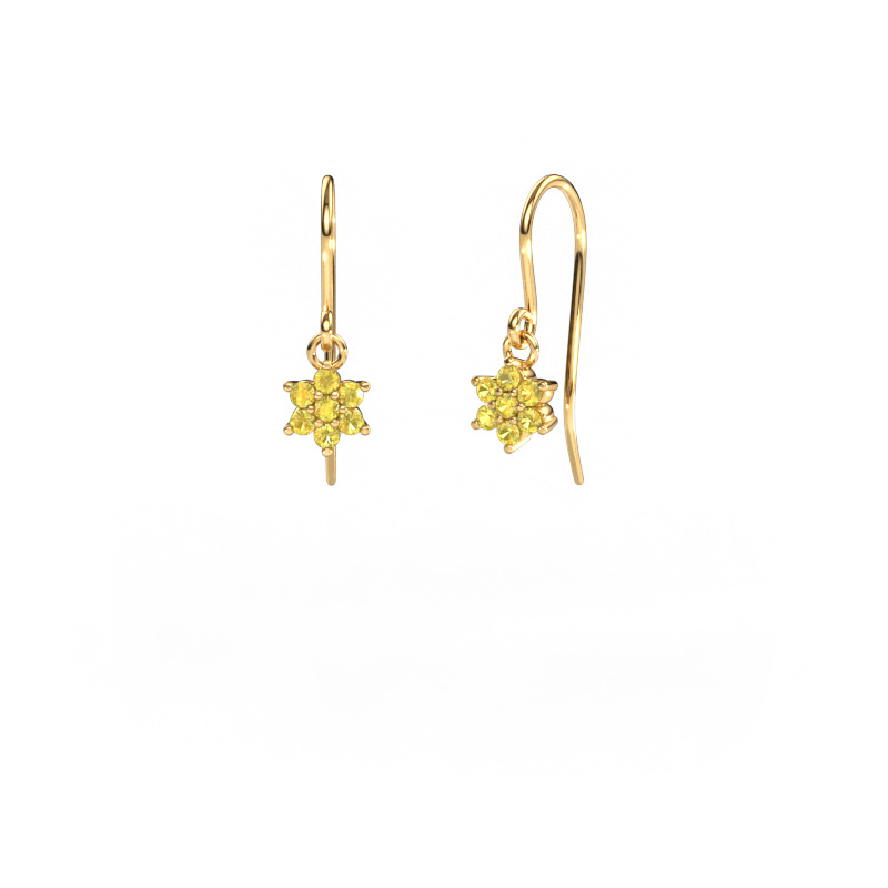 Image of Drop earrings Dahlia 1 585 gold Yellow sapphire 1.7 mm