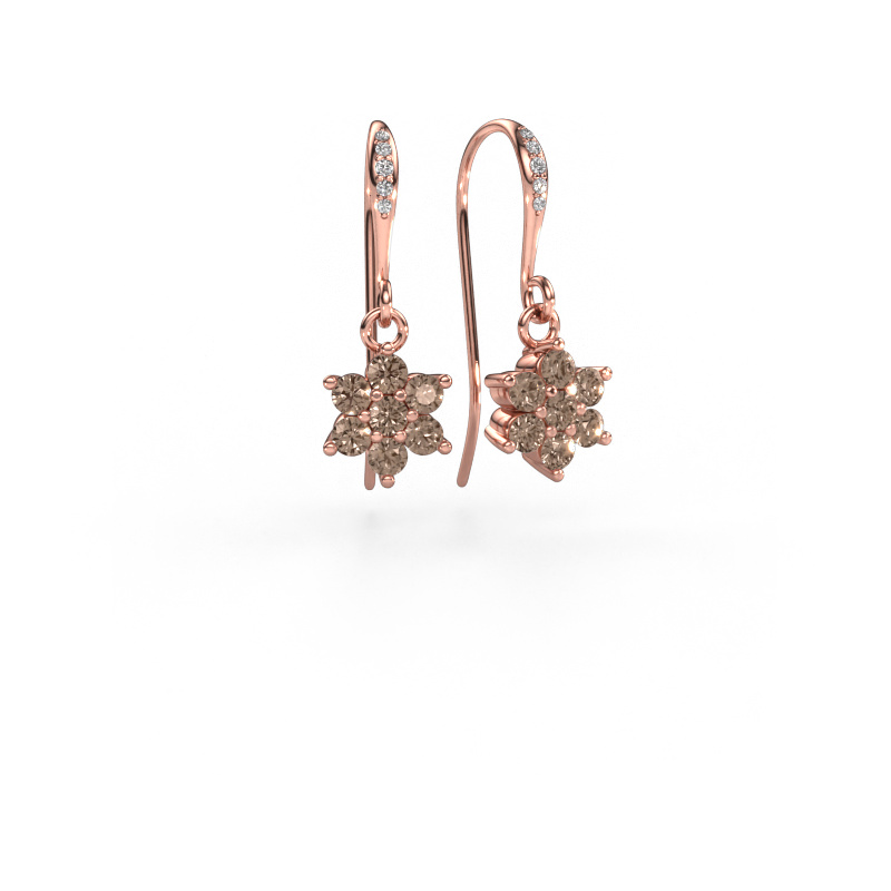 Image of Drop earrings Dahlia 2 585 rose gold Brown diamond 0.69 crt