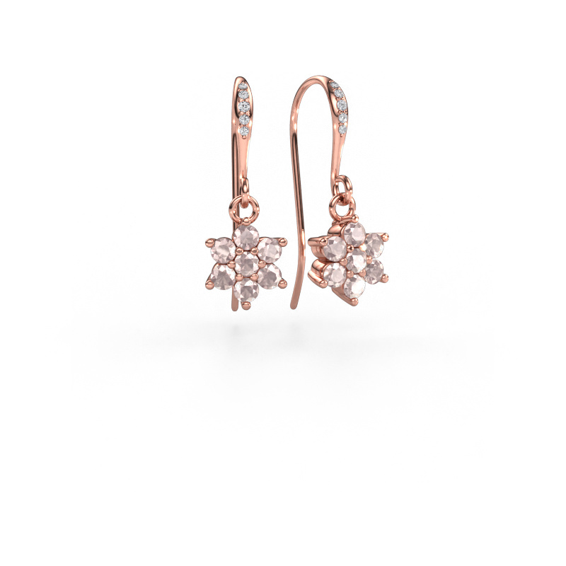 Image of Drop earrings Dahlia 2 585 rose gold Morganite champagne 2.2 mm