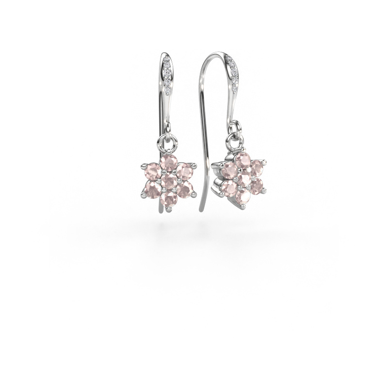 Image of Drop earrings Dahlia 2 585 white gold Morganite champagne 2.2 mm