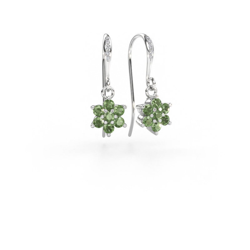 Immagine di Orecchini pendenti Dahlia 2 585 oro bianco Tormalina verde 2.2 mm